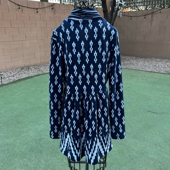 Anthropologie One September Martingale Blue & White Cardigan Sz XS - Picture 4 of 7